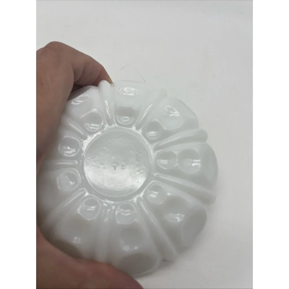 Vintage Anchor Hocking Milk Glass Ashtray Trinket, Set Of 2